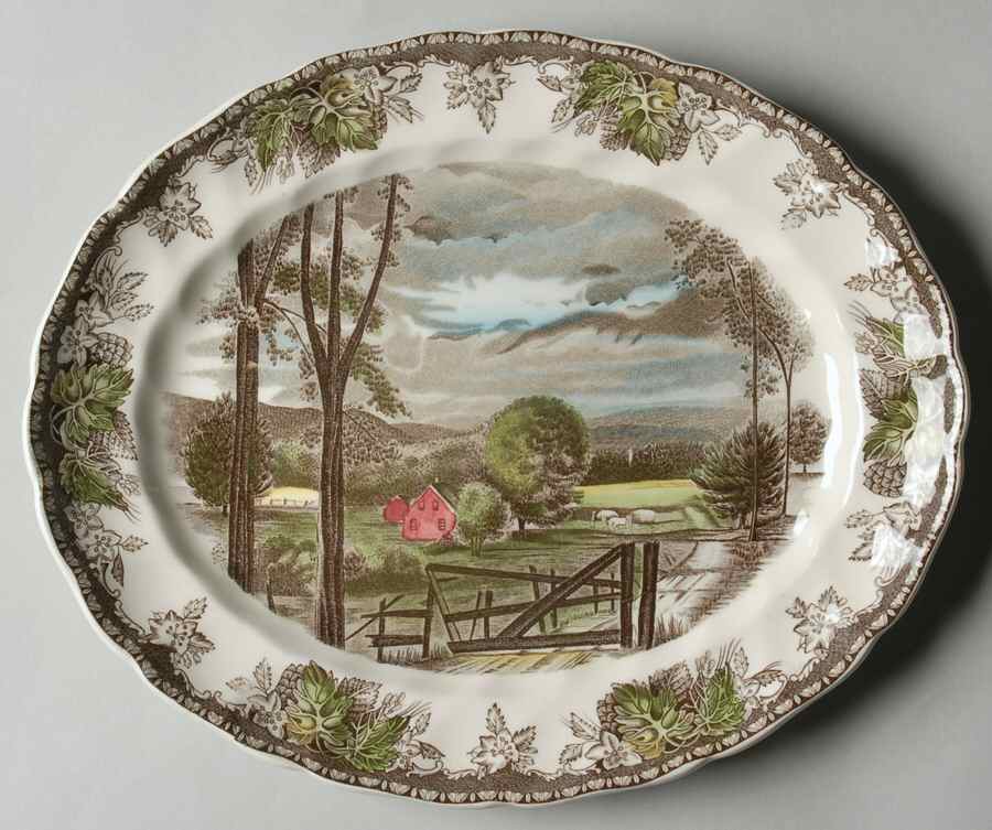 Friendly Village, The ("Made in England" Backstamp) 11" Oval Serving Platter by Johnson Brothers-1