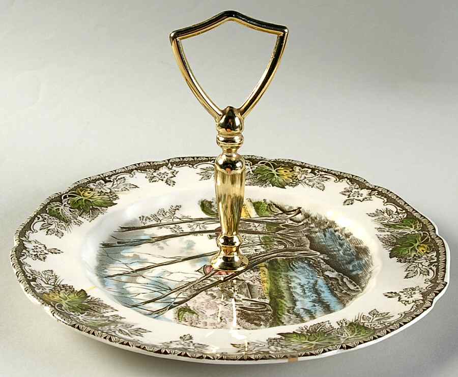 Friendly Village, The ("Made in England" Backstamp) Round Serving Plate with Handle (SP) by Johnson Brothers-1