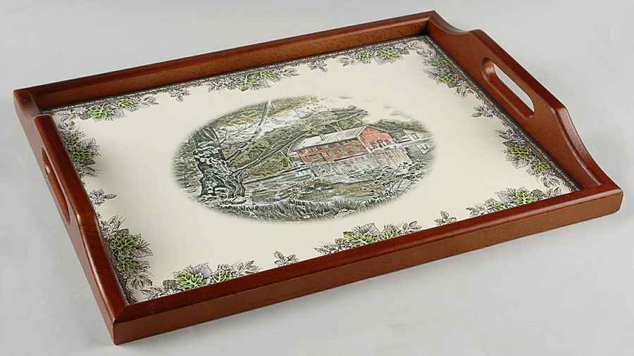 Friendly Village, The ("Made in England" Backstamp) Wood Tote Tray (No Inserts) by Johnson Brothers-1