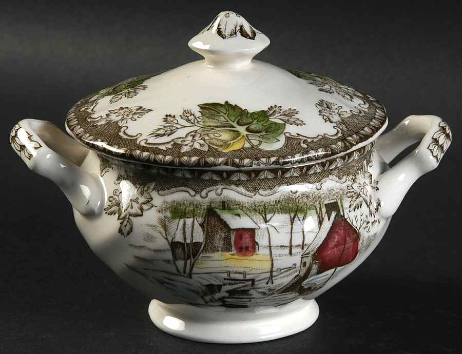 Friendly Village, The ("Made in England" Backstamp) Mini Sugar Bowl & Lid by Johnson Brothers-1