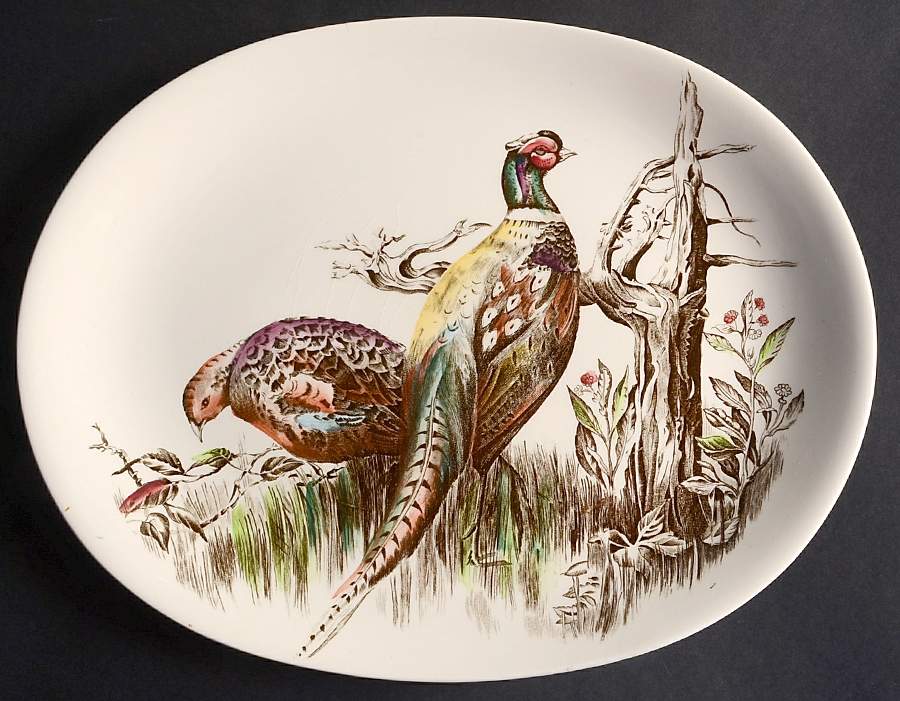 Game Birds Cream 12" Oval Serving Platter by Johnson Brothers-1