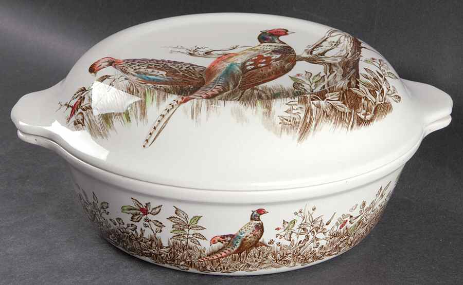 Game Birds Cream 2.5 Qt Round Covered Casserole by Johnson Brothers-1