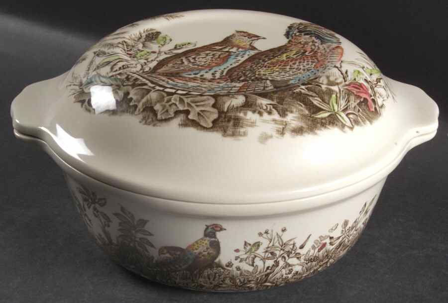 Game Birds Cream 1.5 Qt Round Covered Casserole by Johnson Brothers-1