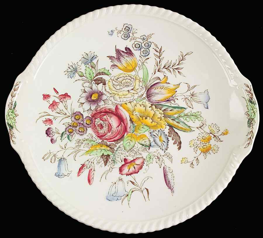 Garden Bouquet Handled Cake Plate by Johnson Brothers-1