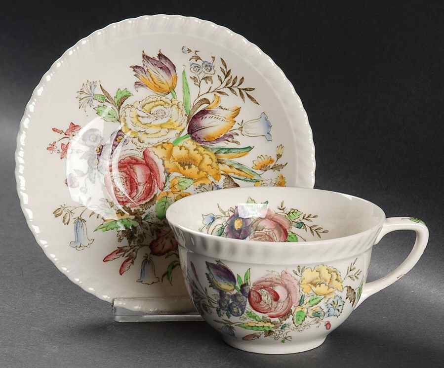 Garden Bouquet Flat Cup & Saucer Set by Johnson Brothers-1