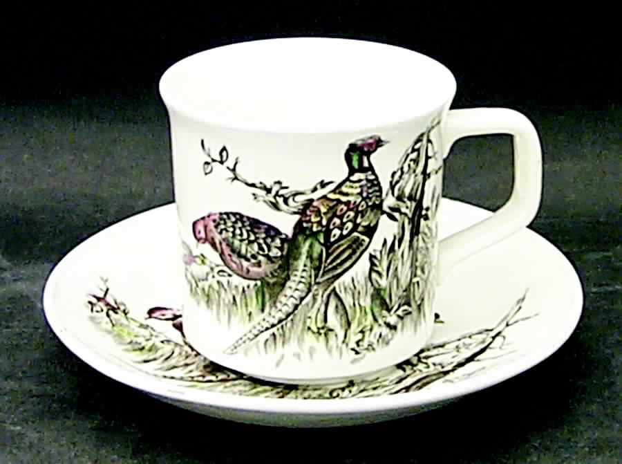 Game Birds White Flat Cup & Saucer Set by Johnson Brothers-1