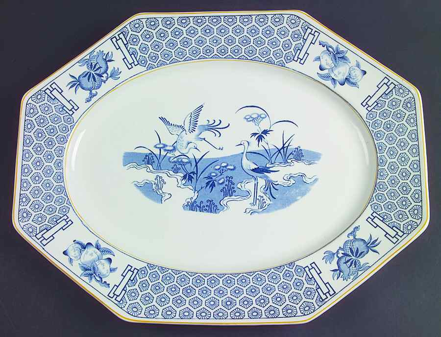 Geneva Blue and White 16" Oval Serving Platter by Johnson Brothers-1