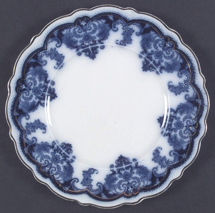 Georgia (Flow Blue, Gold Trim) Luncheon Plate by Johnson Brothers-1