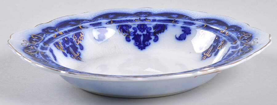 Georgia (Flow Blue, Gold Trim) Round Butter No Lid by Johnson Brothers-1