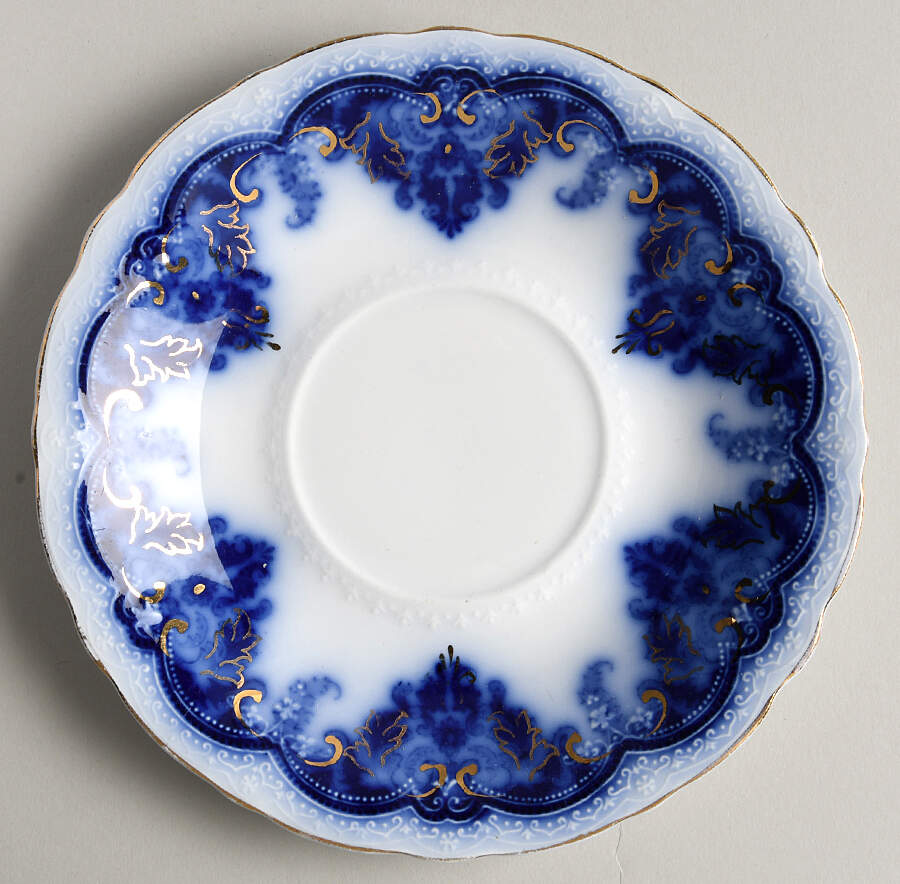Georgia (Flow Blue, Gold Trim) Saucer by Johnson Brothers-1