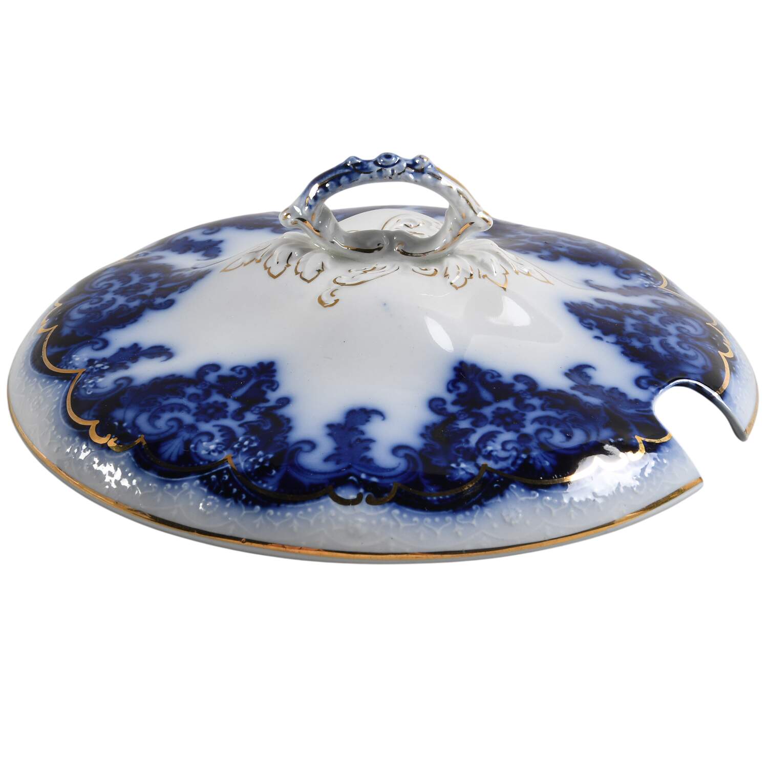 Georgia (Flow Blue, Gold Trim) Lid for Tureen by Johnson Brothers-1