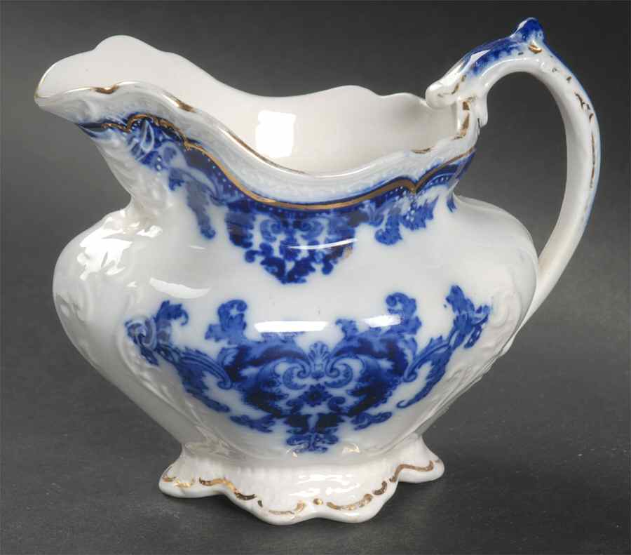 Georgia (Flow Blue, Gold Trim) Creamer by Johnson Brothers-1