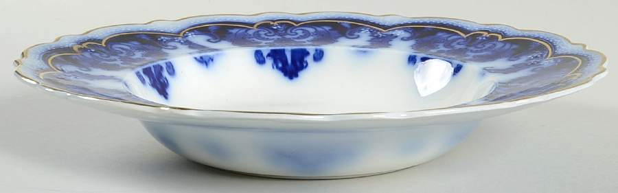 Georgia (Flow Blue, Gold Trim) Rim Soup Bowl by Johnson Brothers-1