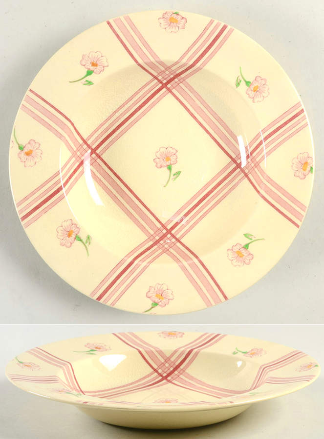 Gingham Rim Soup Bowl by Johnson Brothers-1