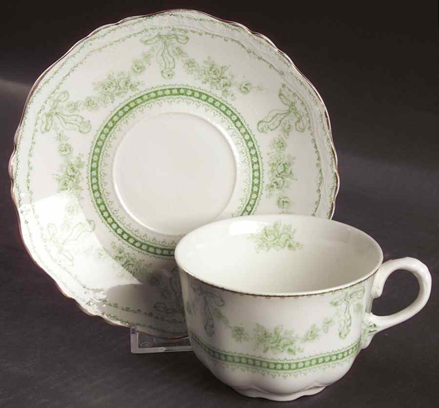 Glenwood Green Footed Cup & Saucer Set by Johnson Brothers-1