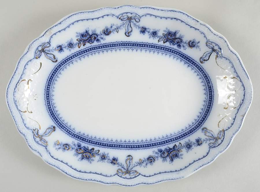 Glenwood (Flow Blue, No Gold Trim) 12" Oval Serving Platter by Johnson Brothers-1