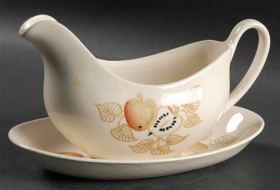 Golden Apples Gravy Boat & Underplate/Relish by Johnson Brothers-1