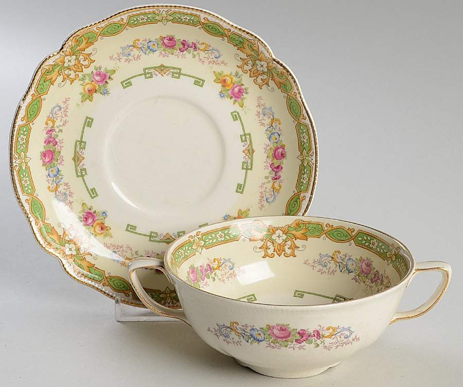 Granville Flat Cream Soup Bowl & Saucer Set by Johnson Brothers-1