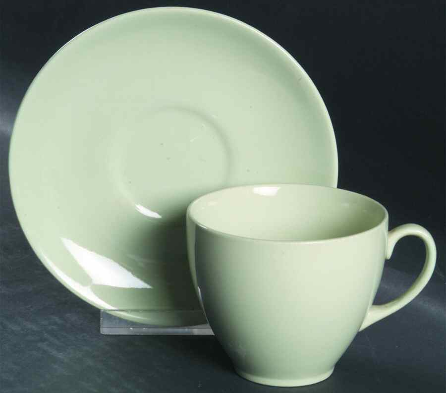 Green Cloud Flat Cup & Saucer Set by Johnson Brothers-1