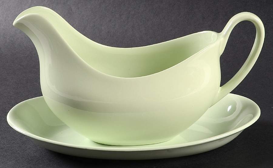 Green Cloud Gravy Boat with Attached Underplate by Johnson Brothers-1
