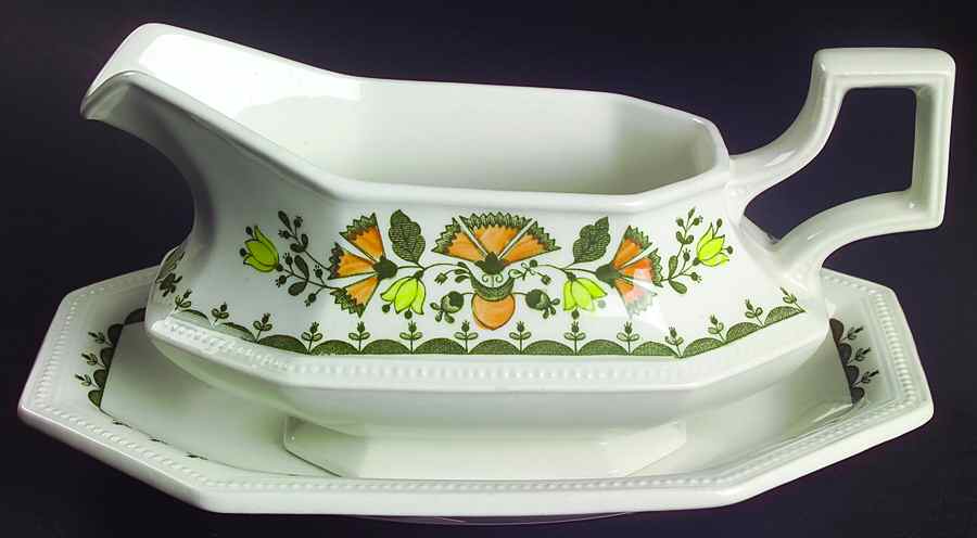 Greenfield Gravy Boat & Underplate/Relish by Johnson Brothers-1