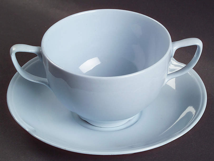 Greydawn Blue Flat Bouillon Cup & Saucer by Johnson Brothers-1