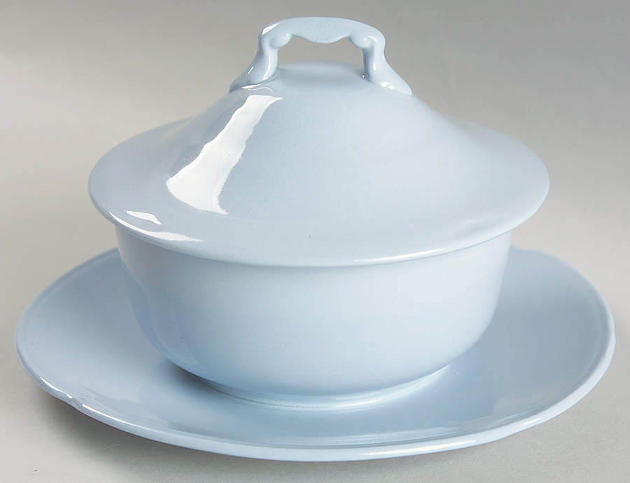 Greydawn Blue Mayonnaise with Attached Underplate & Lid by Johnson Brothers-1