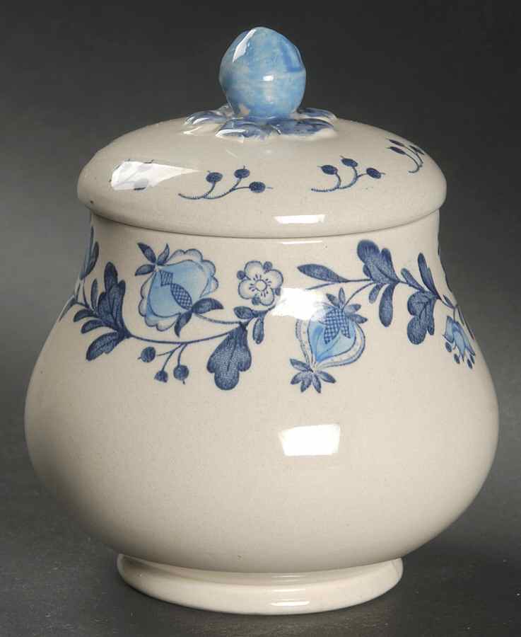 Gretchen Blue Sugar Bowl & Lid by Johnson Brothers-1