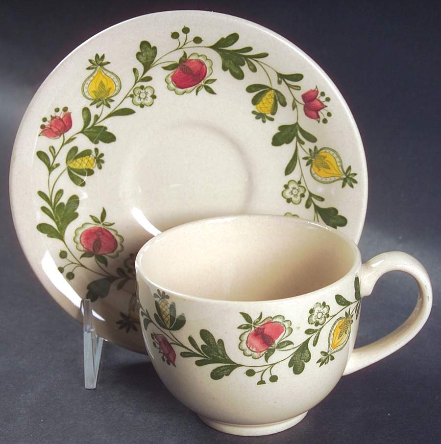 Gretchen Green Flat Cup & Saucer Set by Johnson Brothers-1