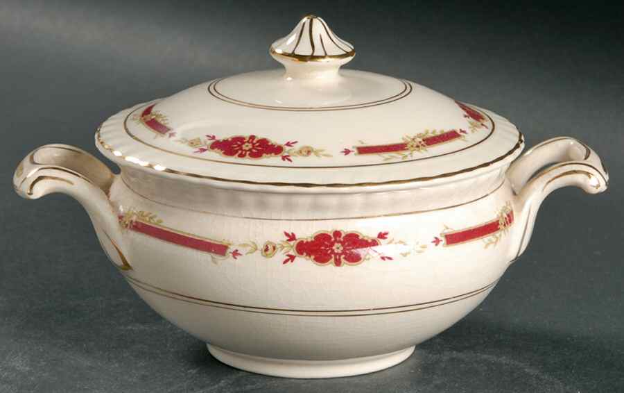 Guildford Maroon Sugar Bowl & Lid by Johnson Brothers-1