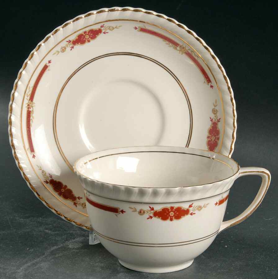 Guildford Maroon Oversized Cup & Saucer Set by Johnson Brothers-1