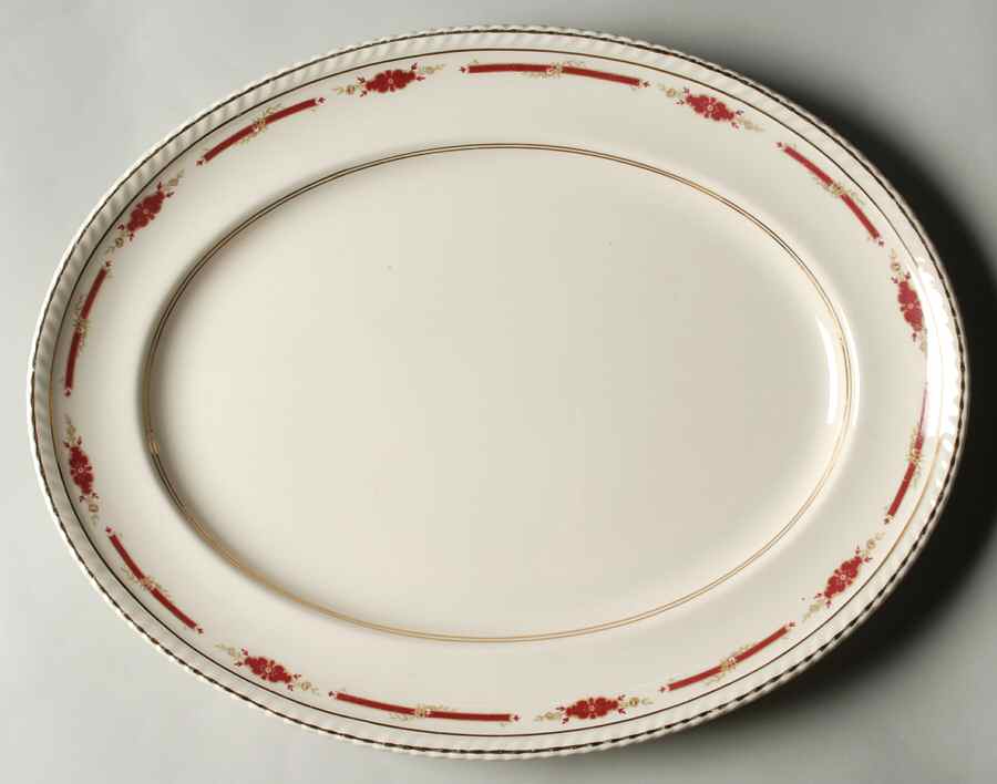 Guildford Maroon 16" Oval Serving Platter by Johnson Brothers-1