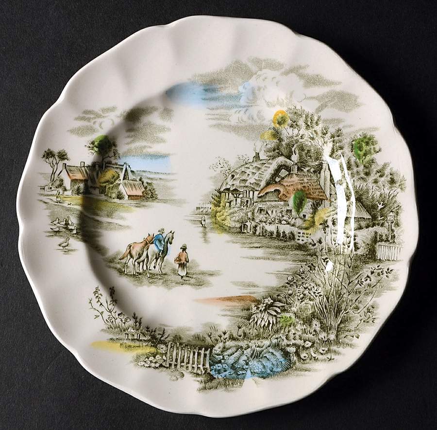 Happy England Green Multicolor Bread & Butter Plate by Johnson Brothers-1