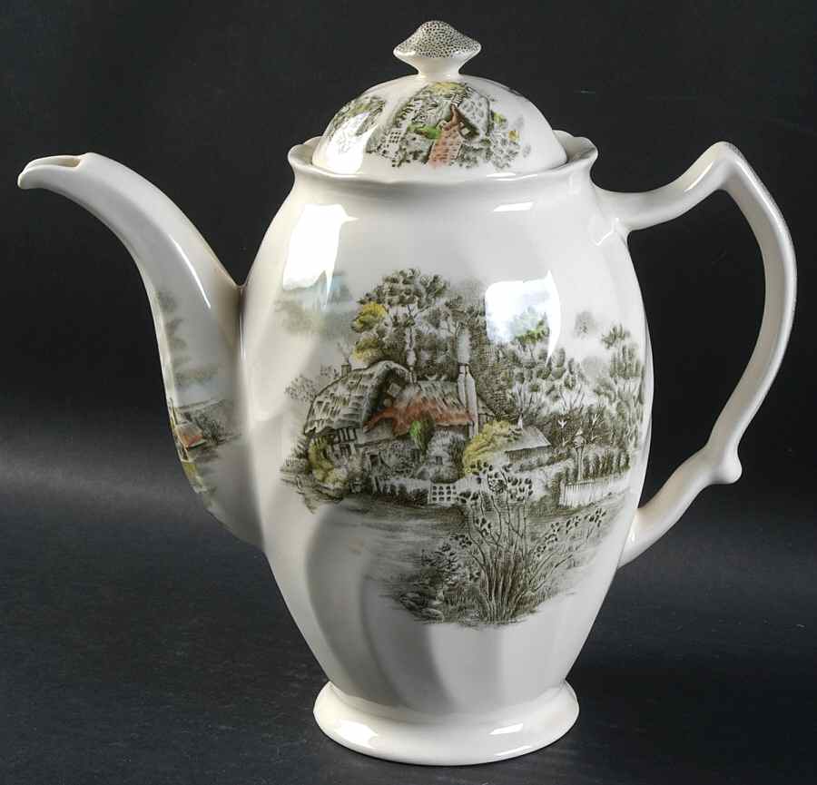 Happy England Green Multicolor Coffee Pot & Lid by Johnson Brothers-1