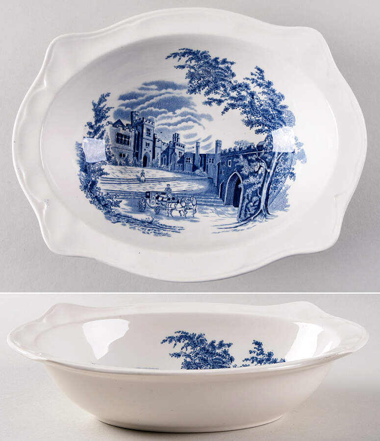 Haddon Hall Blue 9" Oval Vegetable Bowl by Johnson Brothers-1