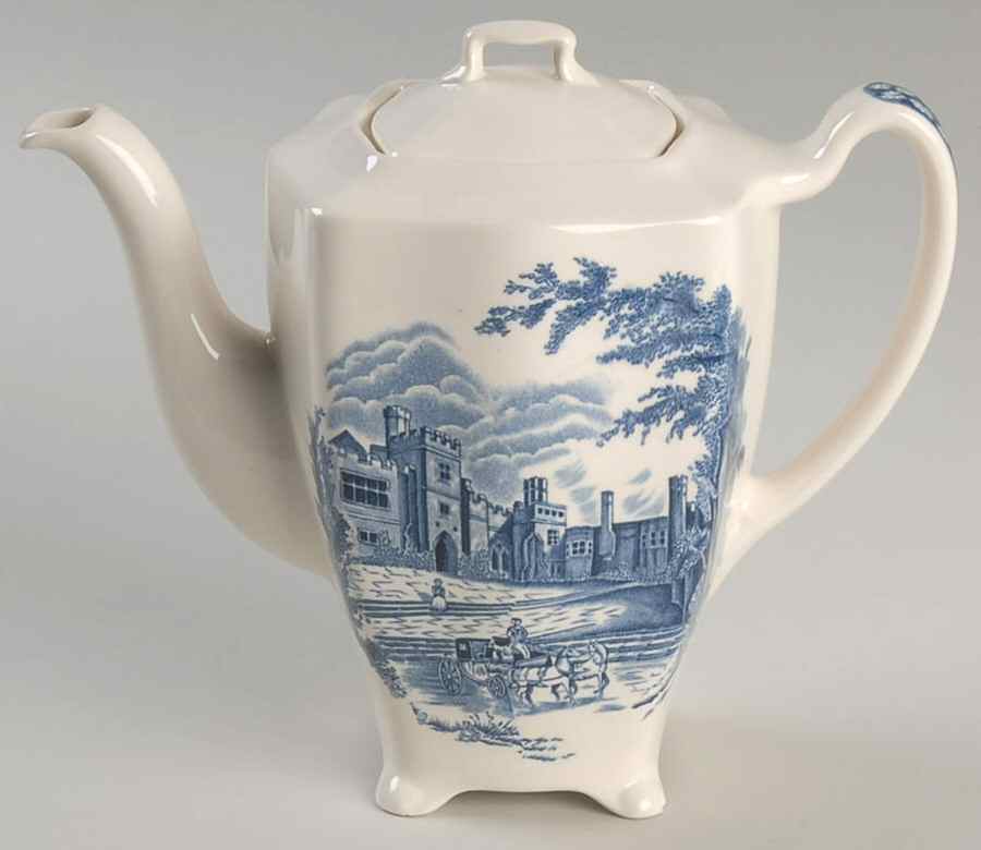 Haddon Hall Blue Coffee Pot & Lid by Johnson Brothers-1