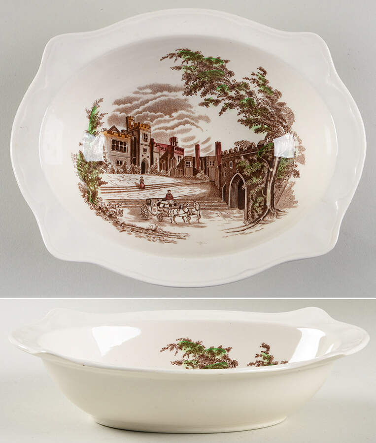 Haddon Hall Brown Multicolor 9" Oval Vegetable Bowl by Johnson Brothers-1