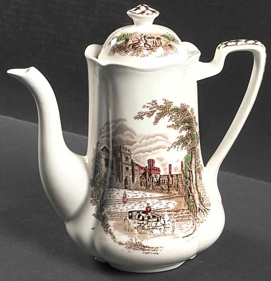 Haddon Hall Brown Multicolor Coffee Pot & Lid by Johnson Brothers-1