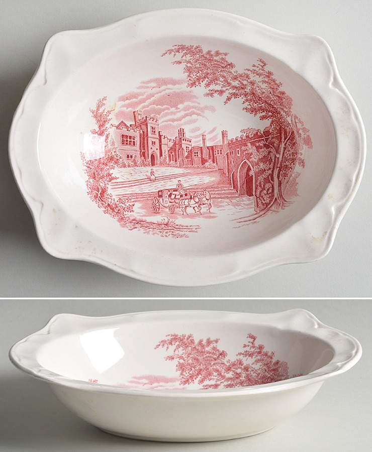 Haddon Hall Pink 8" Oval Vegetable Bowl by Johnson Brothers-1