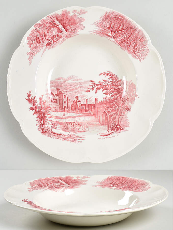 Haddon Hall Pink Large Rim Soup Bowl by Johnson Brothers-1