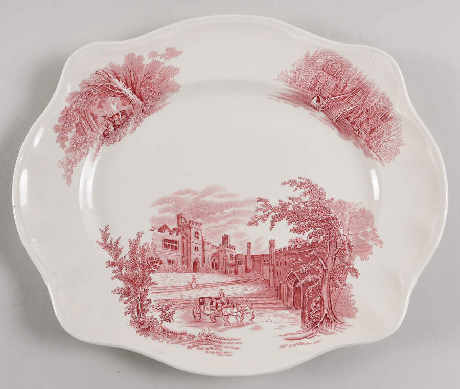 Haddon Hall Pink 12" Oval Serving Platter by Johnson Brothers-1