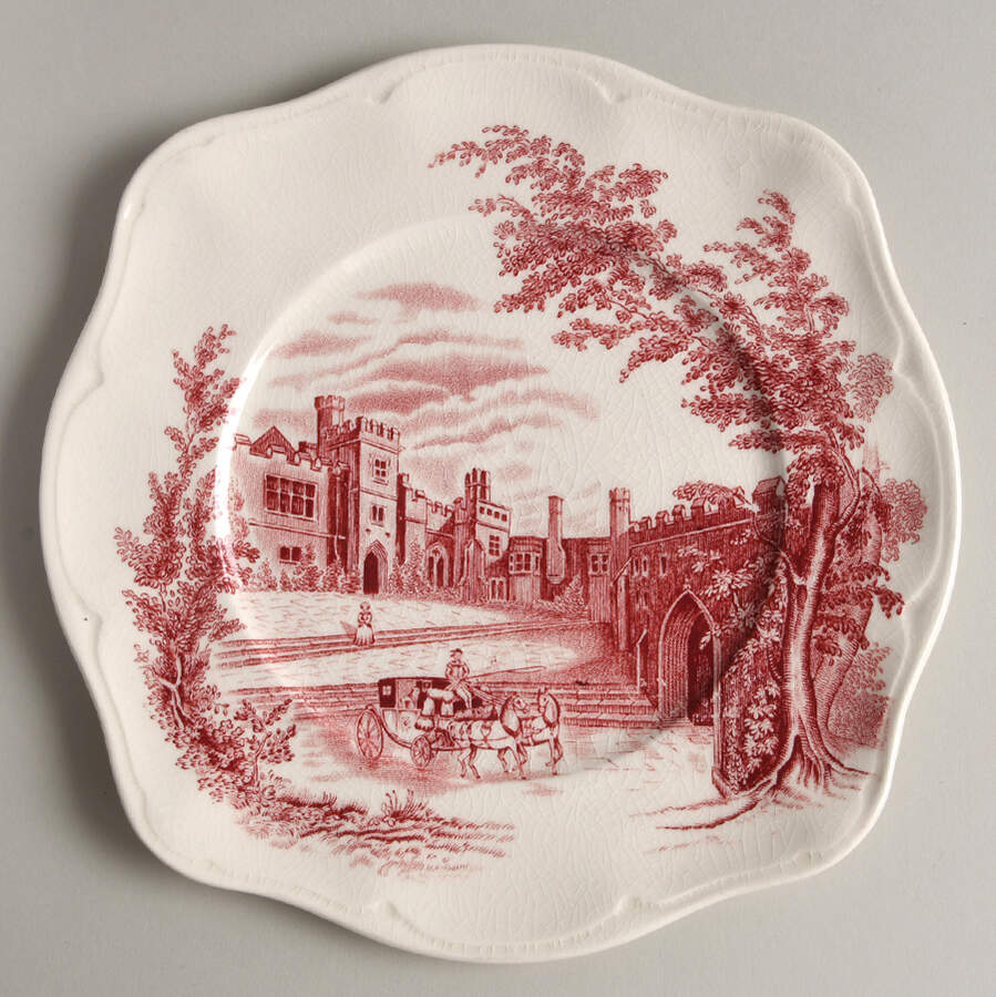 Haddon Hall Pink Square Salad Plate by Johnson Brothers-1