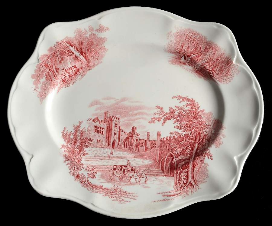 Haddon Hall Pink 11" Oval Serving Platter by Johnson Brothers-1