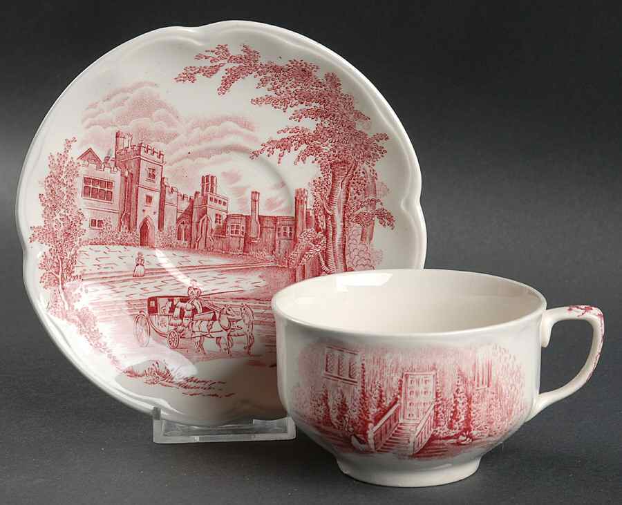 Haddon Hall Pink Flat Cup & Saucer Set by Johnson Brothers-1