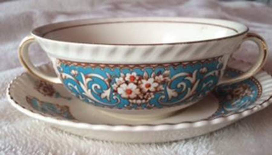 Hampton Flat Cream Soup Bowl & Saucer Set by Johnson Brothers-1