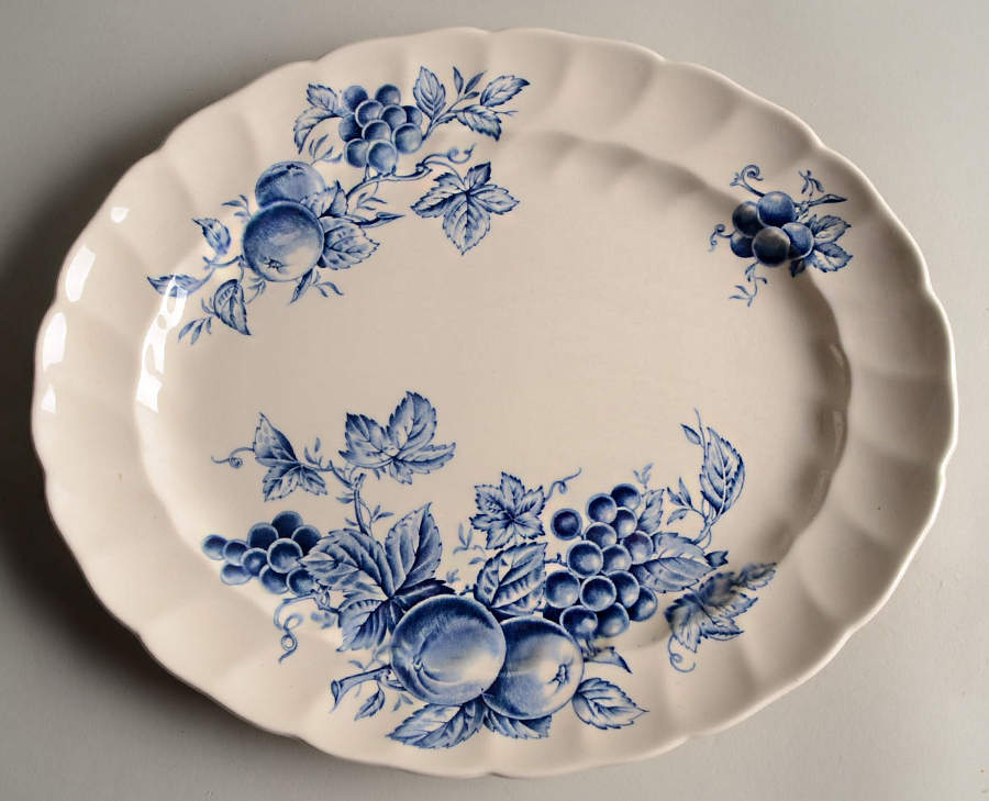 Harvest Time Blue 12" Oval Serving Platter by Johnson Brothers-1