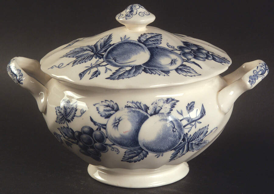 Harvest Time Blue Sugar Bowl & Lid by Johnson Brothers-1