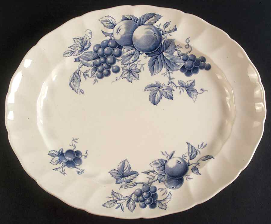 Harvest Time Blue 15" Oval Serving Platter by Johnson Brothers-1