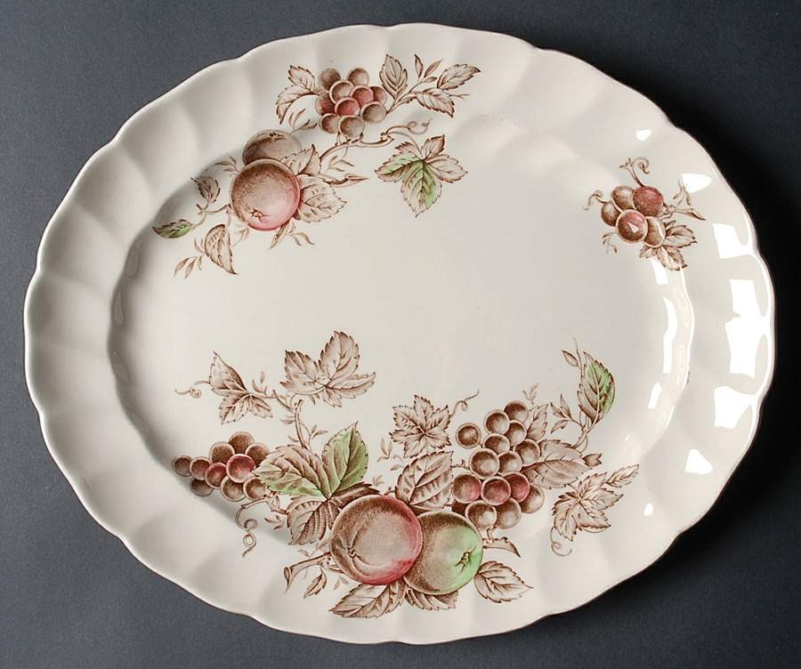 Harvest Time Brown Multicolor 11" Oval Serving Platter by Johnson Brothers-1