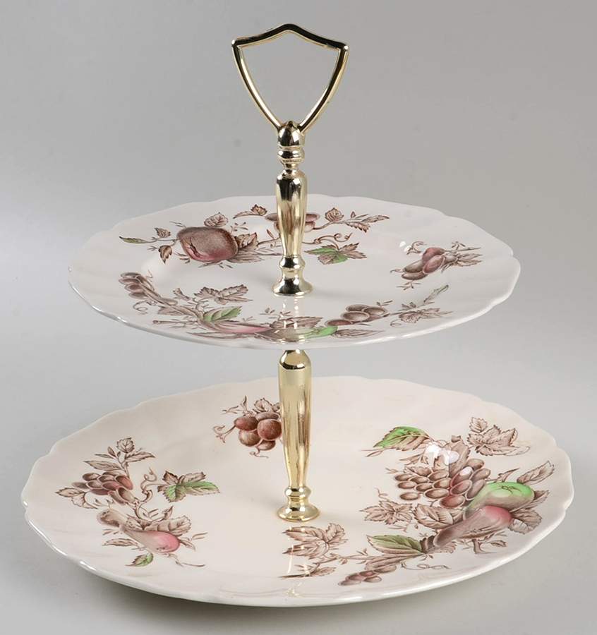 Harvest Time Brown Multicolor 2 Tiered Serving Tray (Dinner & Salad Plate) by Johnson Brothers-1